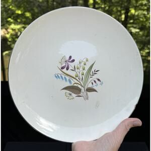 Vintage 1950 Knowles Oval Serving Plate 10" Floral Chalet Pattern Gold Rim -A91